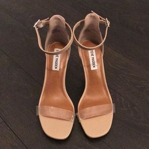 New.  Nude heels with clear strap.